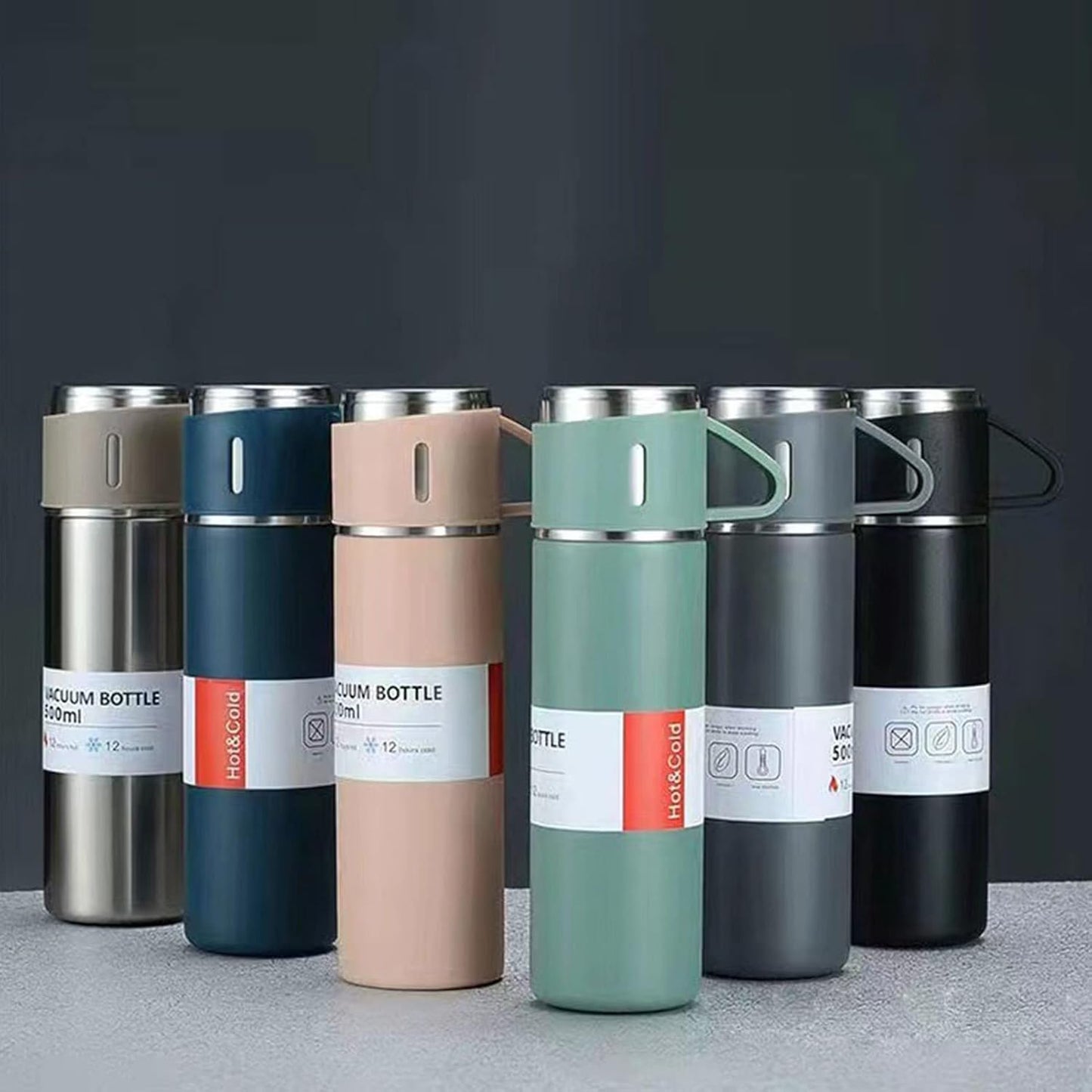 Bouteille isotherme avec poignée en acier inoxydable de 500 ml